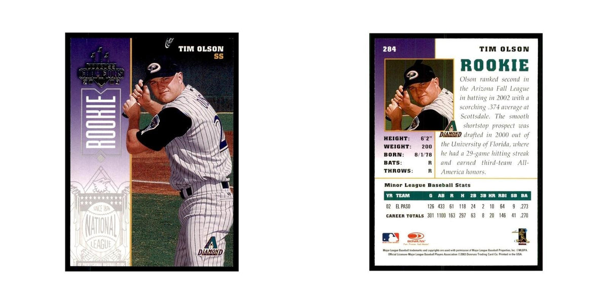 2003 Donruss Champions Tim Olson Baseball Cards #284