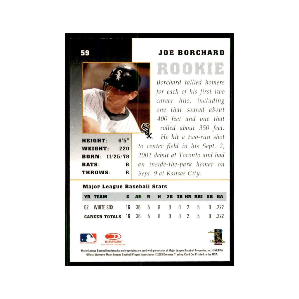 2003 Donruss Champions Joe Borchard Baseball Cards #59