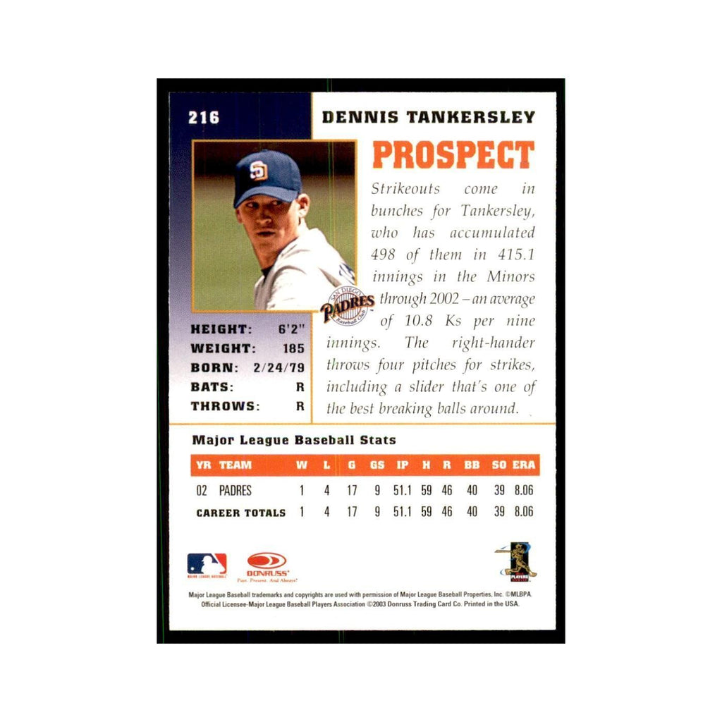 2003 Donruss Champions Dennis Tankersley Baseball Cards #216