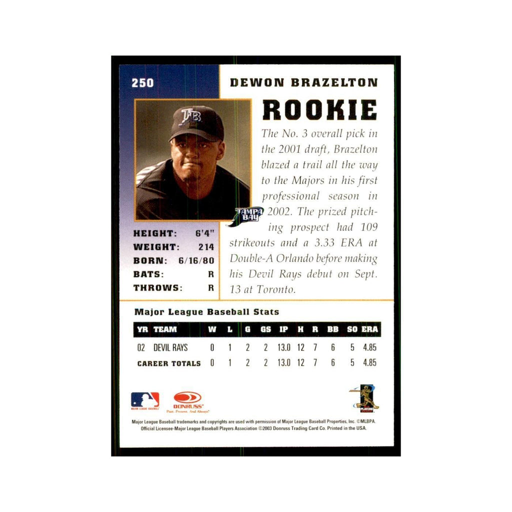 2003 Donruss Champions Dewon Brazelton Baseball Cards #250