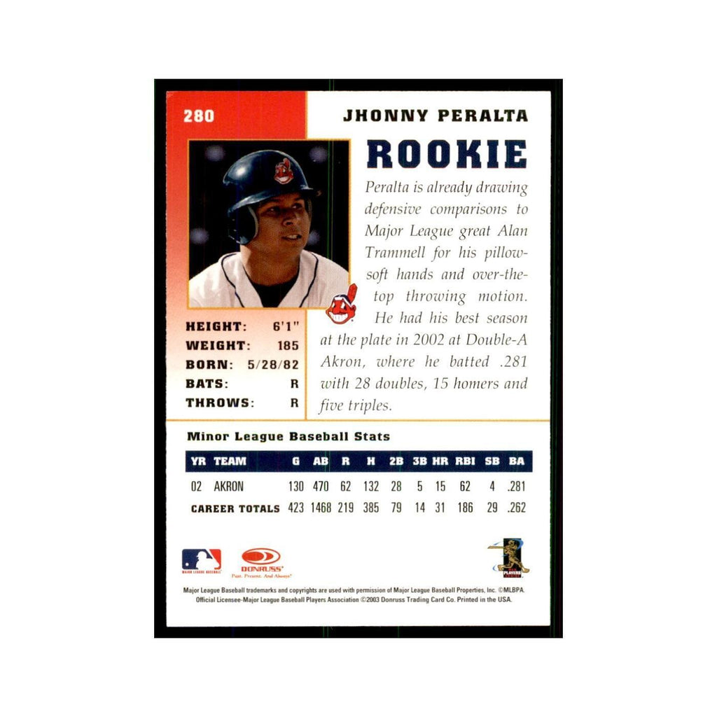2003 Donruss Champions Jhonny Peralta Baseball Cards #280