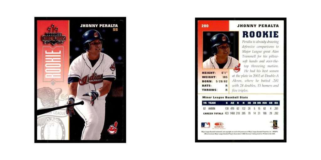 2003 Donruss Champions Jhonny Peralta Baseball Cards #280
