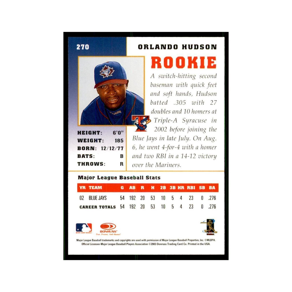 2003 Donruss Champions Orlando Hudson Baseball Cards #270