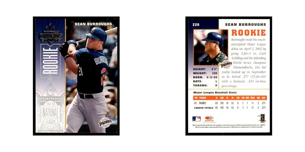 2003 Donruss Champions Sean Burroughs Baseball Cards #220