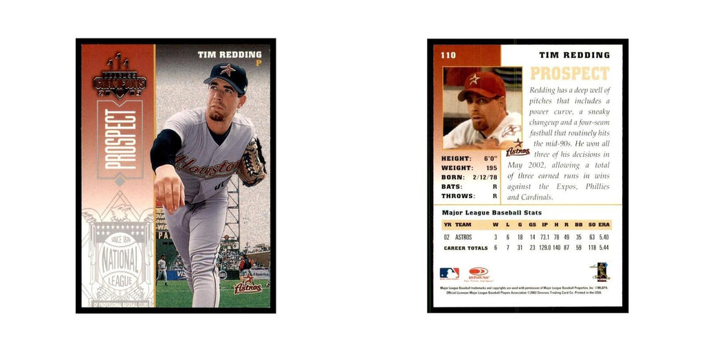 2003 Donruss Champions Tim Redding Baseball Cards #110