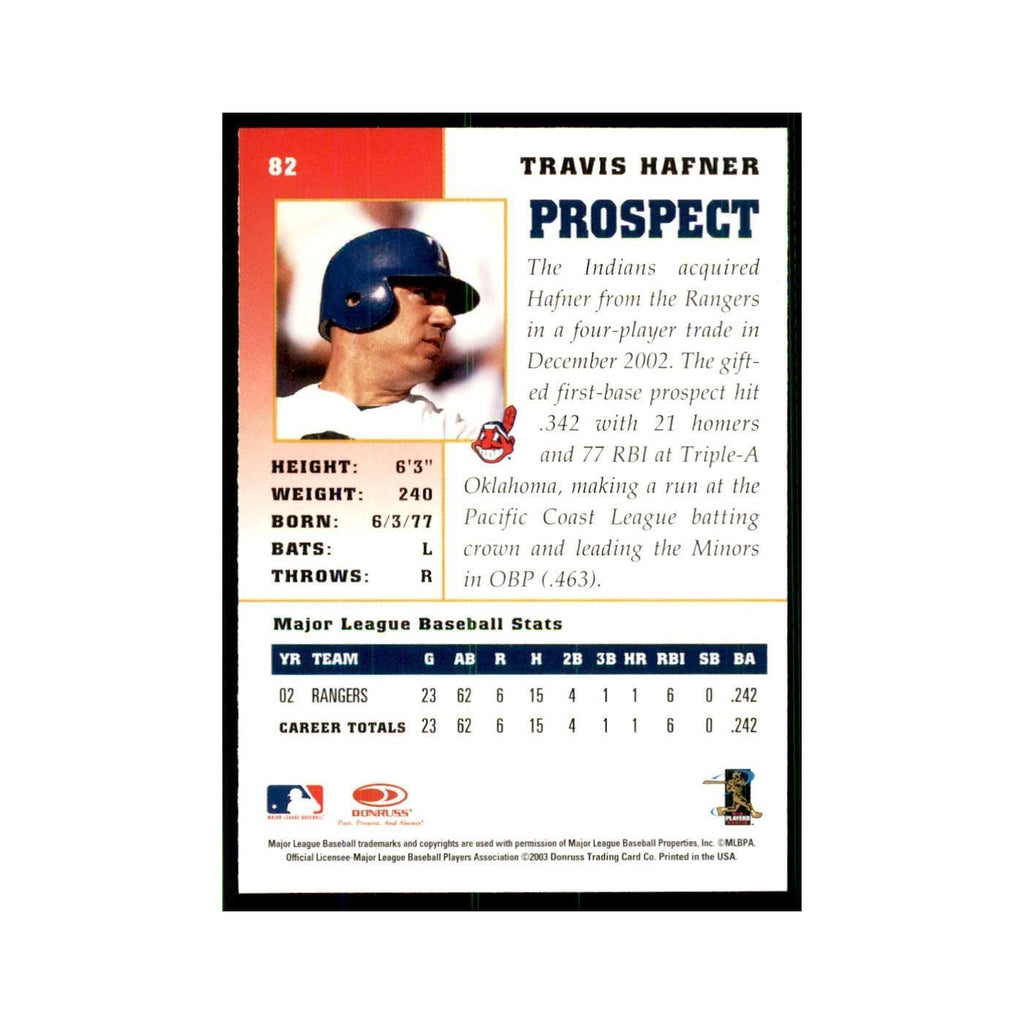 2003 Donruss Champions Travis Hafner Baseball Cards #82