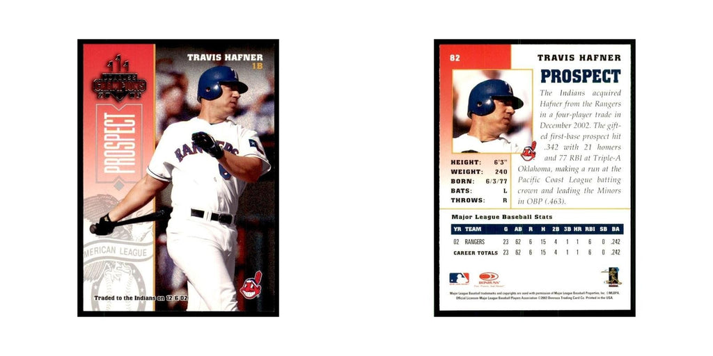 2003 Donruss Champions Travis Hafner Baseball Cards #82