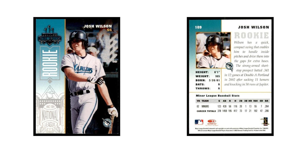 2003 Donruss Champions Josh Wilson Baseball Cards #109