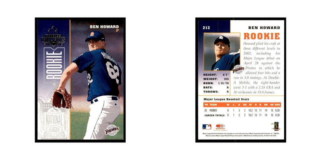 2003 Donruss Champions Ben Howard Baseball Cards #213