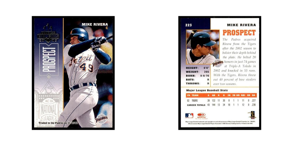 2003 Donruss Champions Mike Rivera Baseball Cards #223