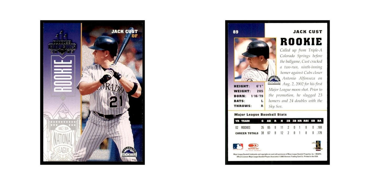2003 Donruss Champions Jack Cust Baseball Cards #89