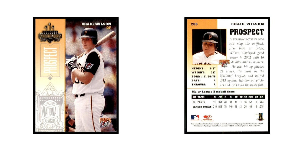 2003 Donruss Champions Craig Wilson Baseball Cards #206