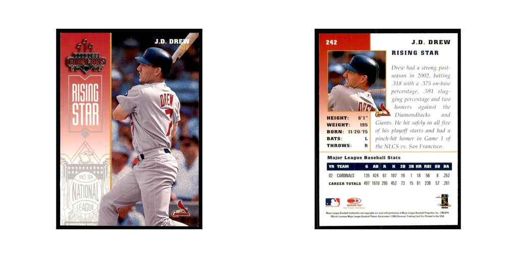 2003 Donruss Champions J.D. Drew Baseball Cards #242