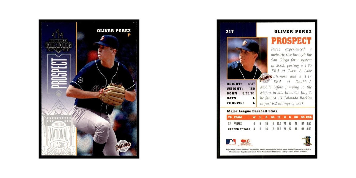 2003 Donruss Champions Oliver Perez Baseball Cards #217
