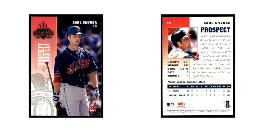 2003 Donruss Champions Earl Snyder Baseball Cards #79