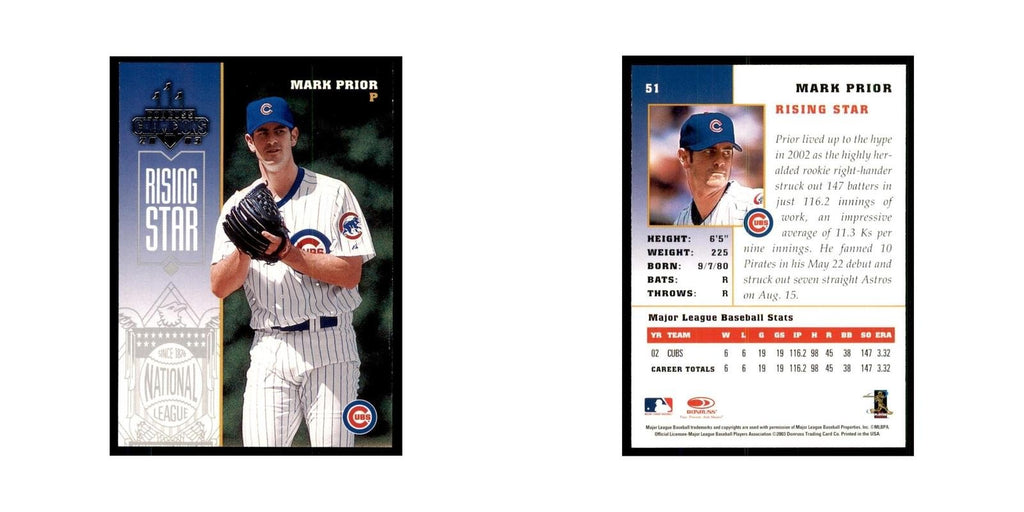 2003 Donruss Champions Mark Prior Baseball Cards #51