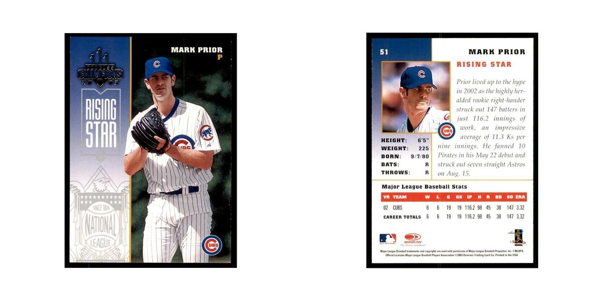 2003 Donruss Champions Mark Prior Baseball Cards #51
