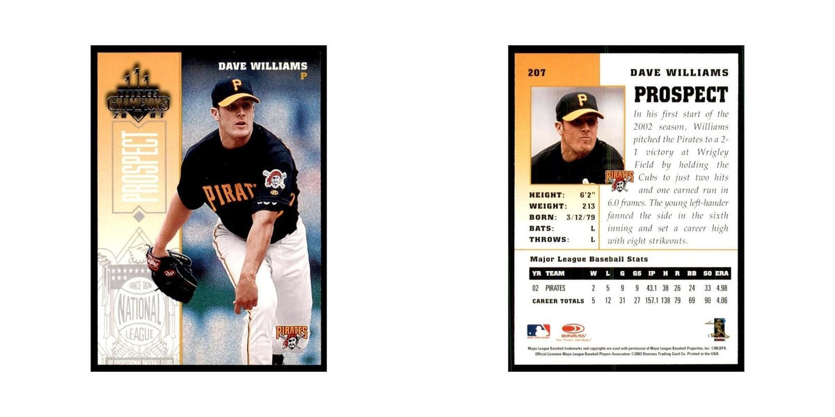 2003 Donruss Champions Dave Williams Baseball Cards #207