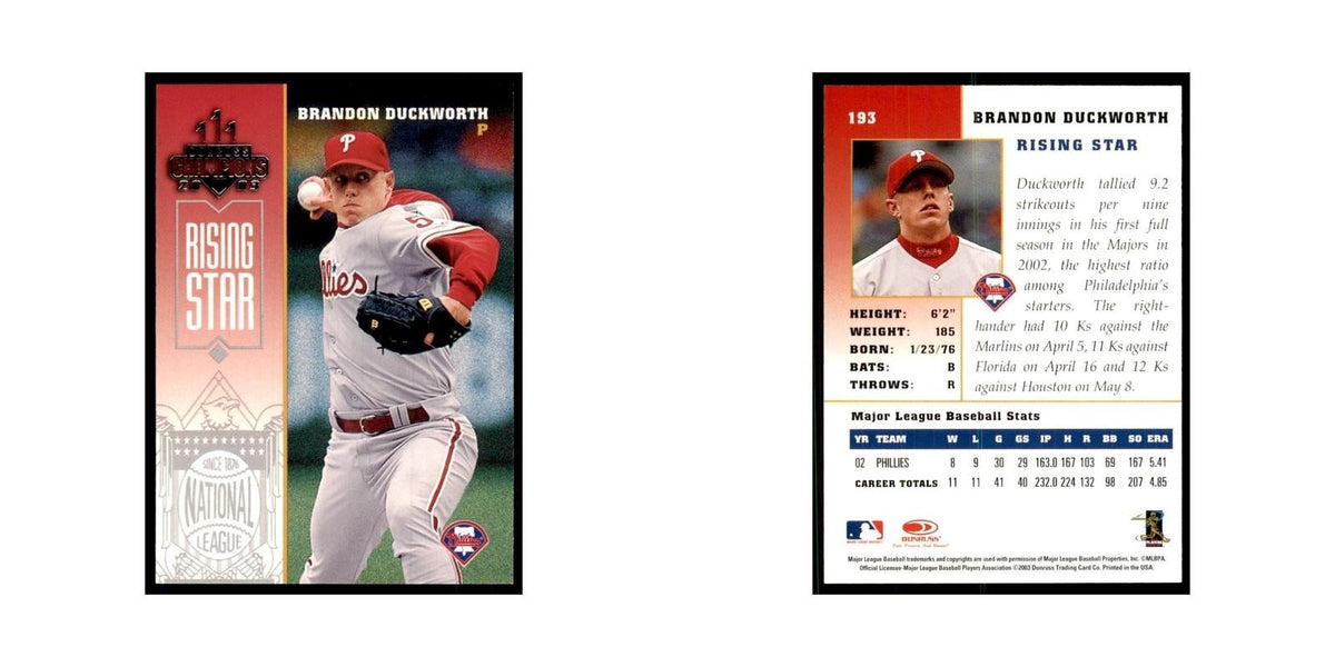 2003 Donruss Champions Brandon Duckworth Baseball Cards #193