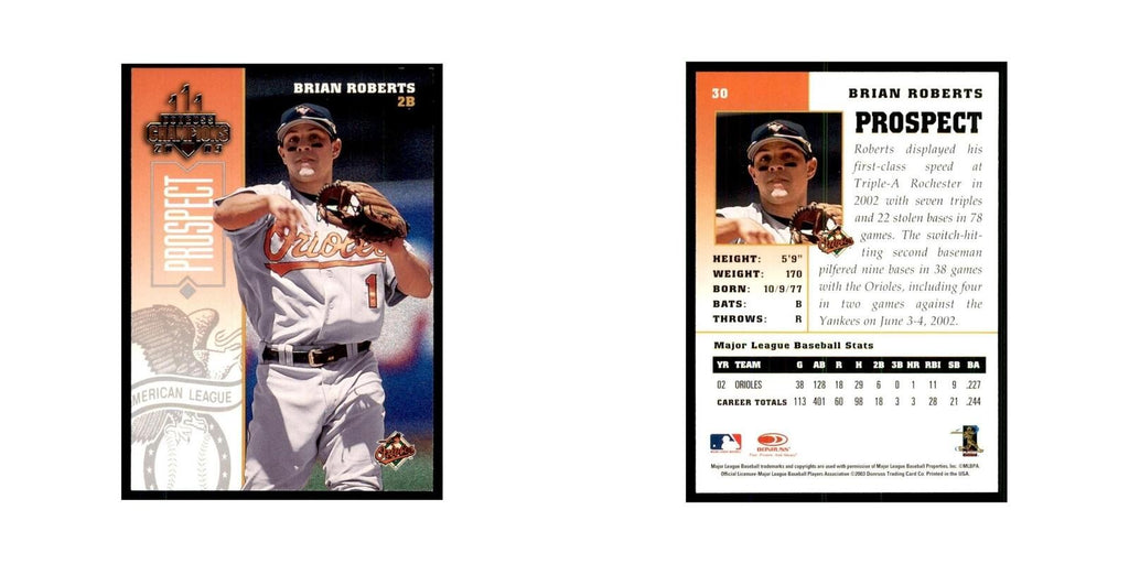 2003 Donruss Champions Brian Roberts Baseball Cards #30