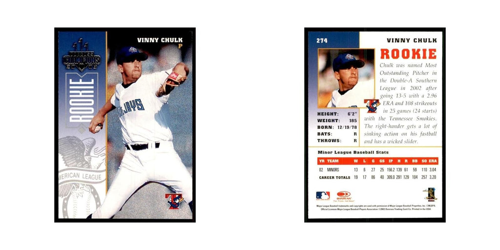 2003 Donruss Champions Vinnie Chulk Baseball Cards #274