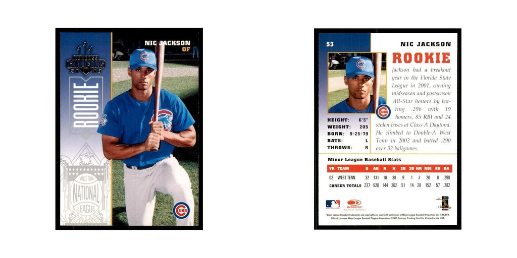 2003 Donruss Champions Nic Jackson Baseball Cards #53