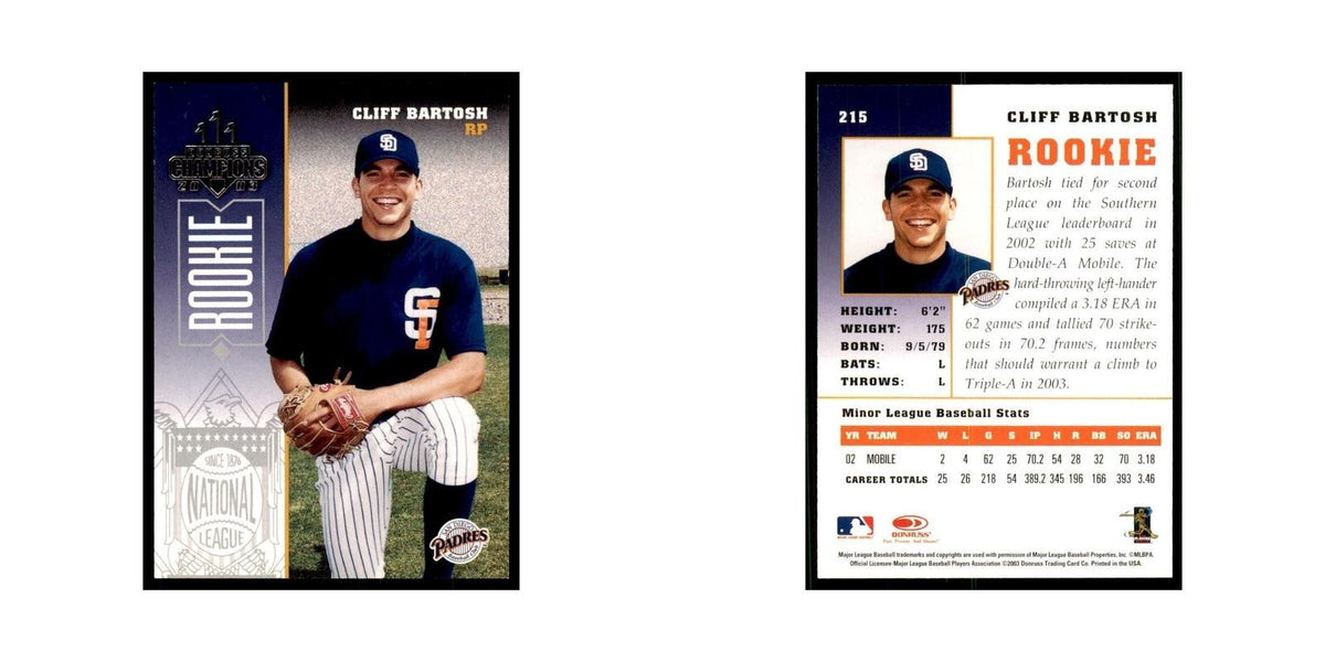 2003 Donruss Champions Cliff Bartosh Baseball Cards #215
