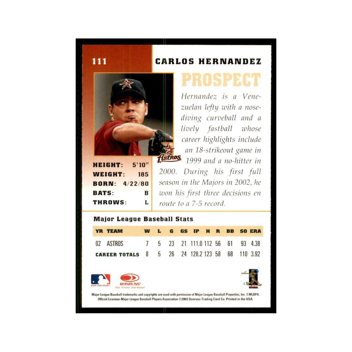 2003 Donruss Champions Carlos E. Hernandez Baseball Cards #111