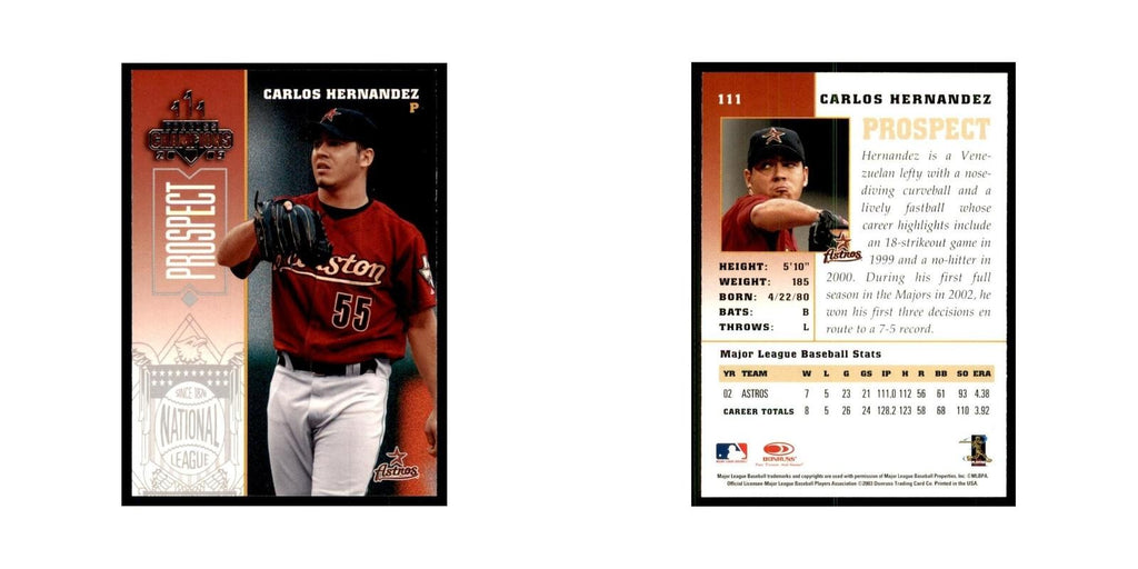 2003 Donruss Champions Carlos E. Hernandez Baseball Cards #111