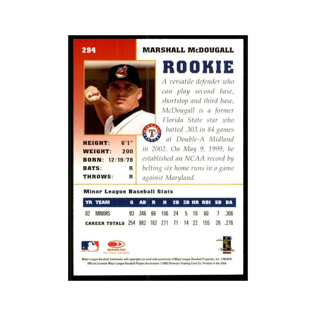 2003 Donruss Champions Marshall McDougall Baseball Cards #294