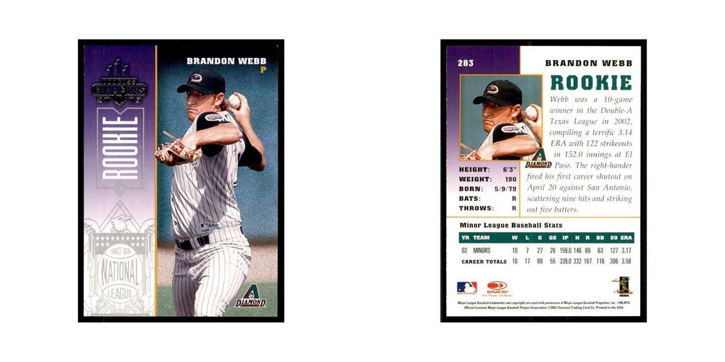 2003 Donruss Champions Brandon Webb Baseball Cards #283