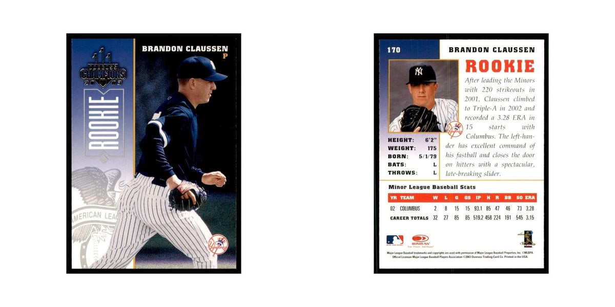 2003 Donruss Champions Brandon Claussen Baseball Cards #170
