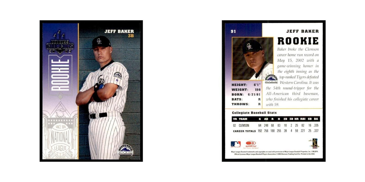 2003 Donruss Champions Jeff Baker Baseball Cards #91