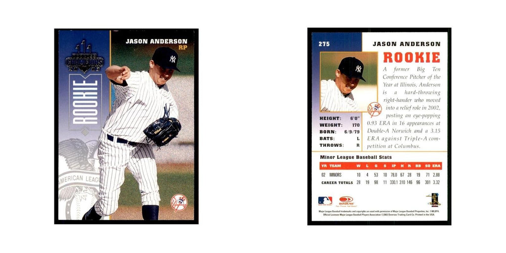 2003 Donruss Champions Jason Anderson Baseball Cards #275