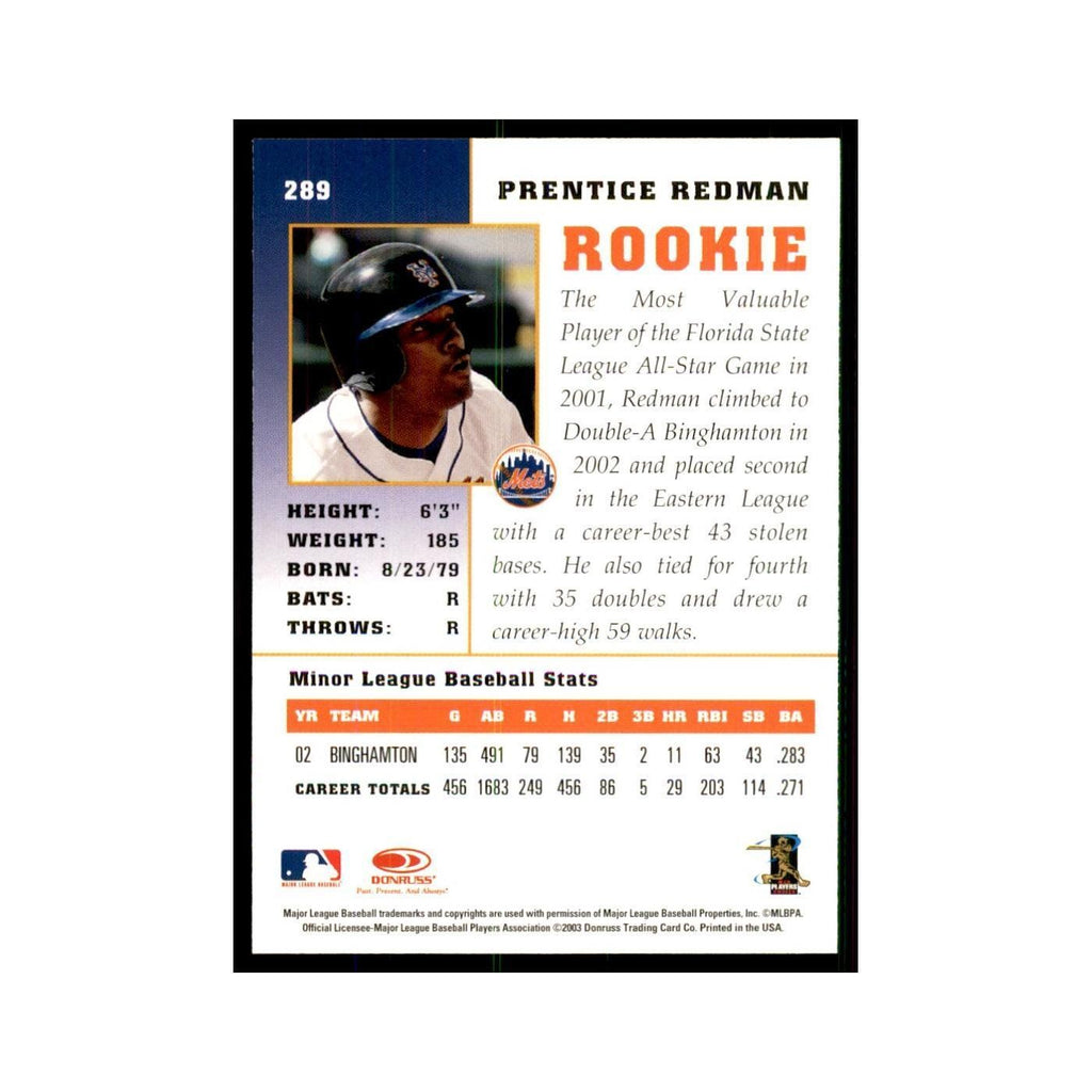 2003 Donruss Champions Prentice Redman Baseball Cards #289