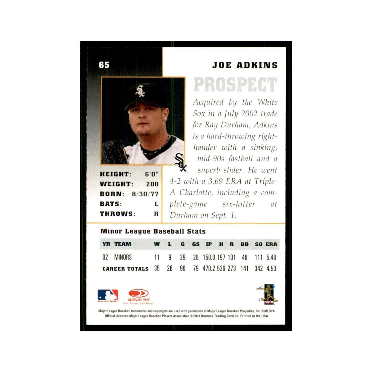 2003 Donruss Champions Jon Adkins Baseball Cards #65