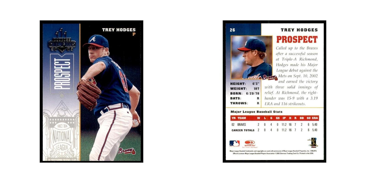 2003 Donruss Champions Trey Hodges Baseball Cards #26
