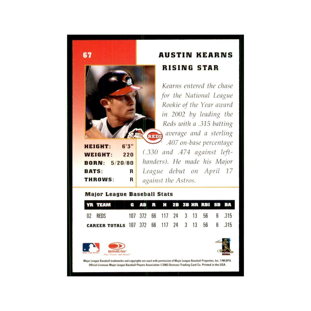 2003 Donruss Champions Austin Kearns Baseball Cards #67