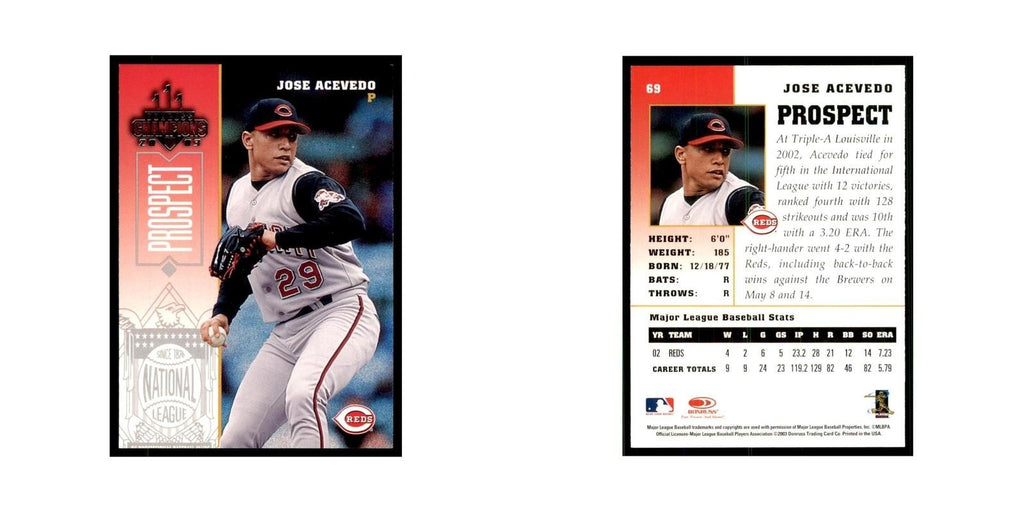 2003 Donruss Champions Jose Acevedo Baseball Cards #69