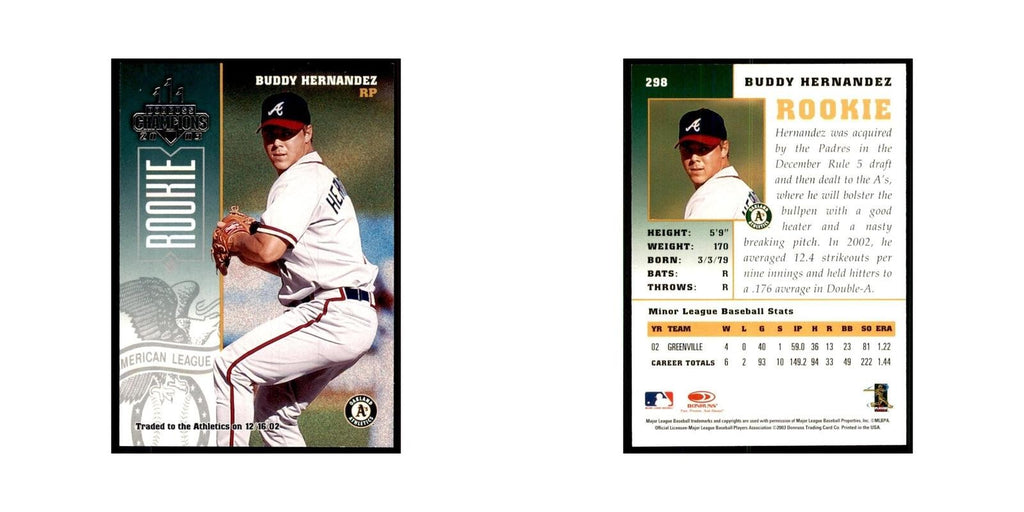 2003 Donruss Champions Buddy Hernandez Baseball Cards #298