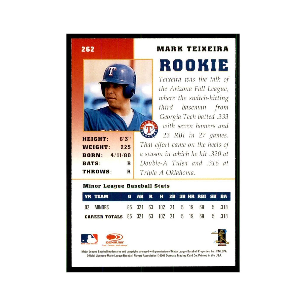 2003 Donruss Champions Mark Teixeira Baseball Cards #262