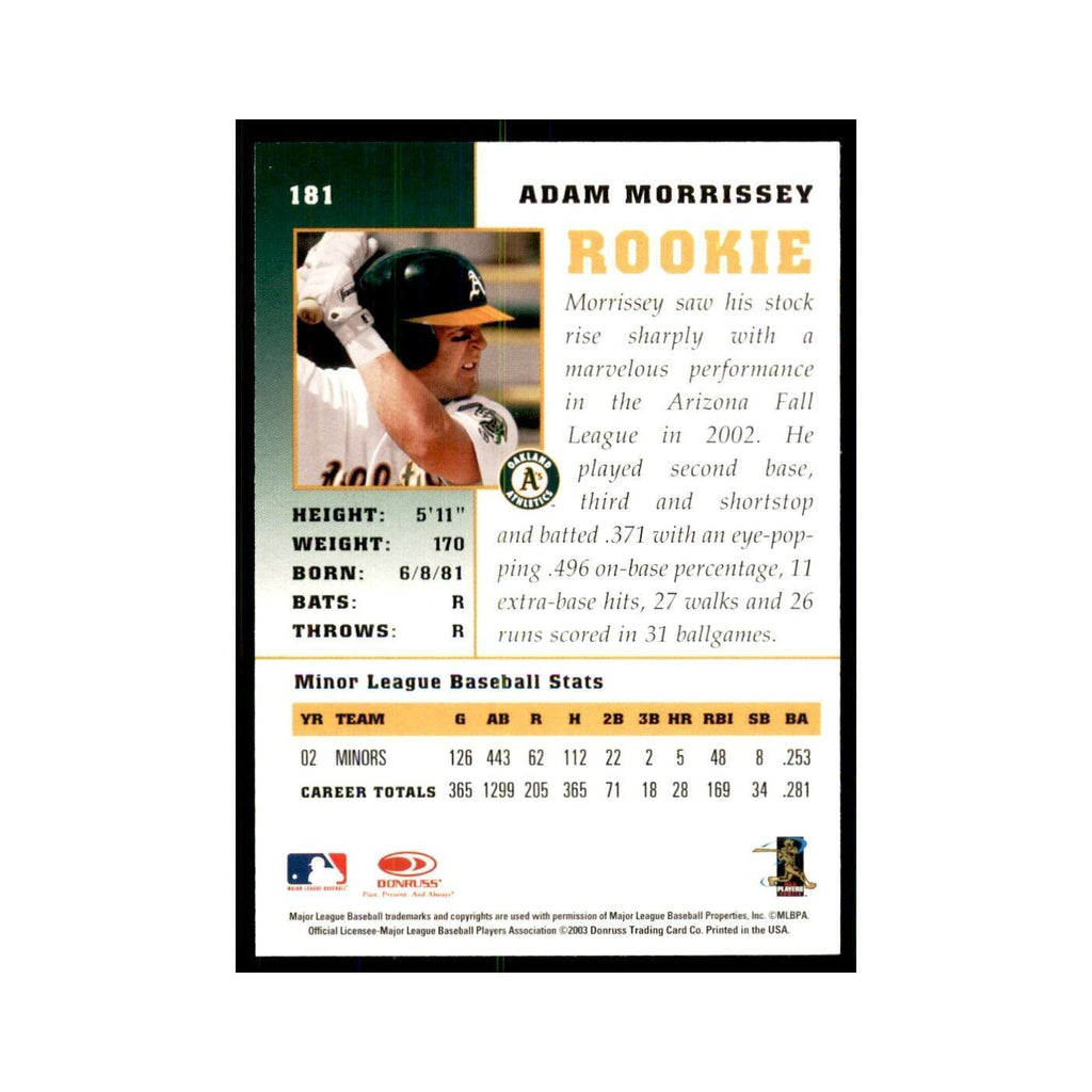 2003 Donruss Champions Adam Morrissey Baseball Cards #181