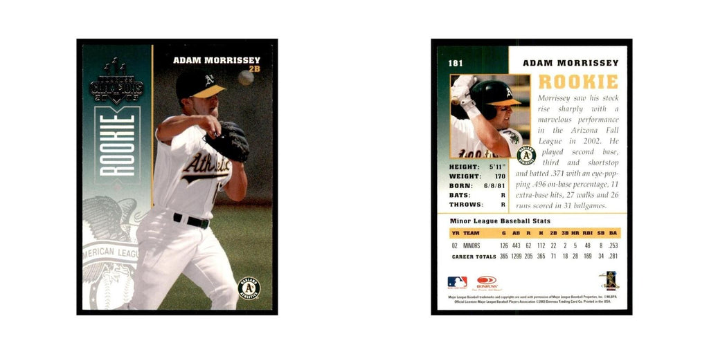 2003 Donruss Champions Adam Morrissey Baseball Cards #181