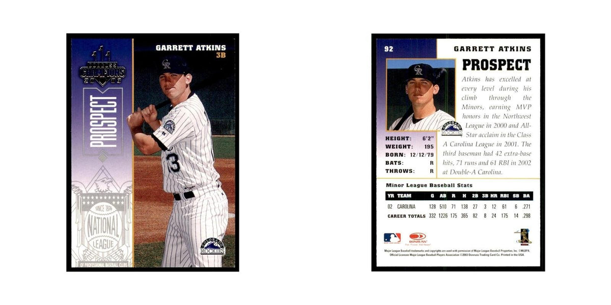 2003 Donruss Champions Garrett Atkins Baseball Cards #92