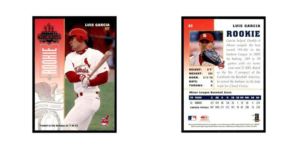 2003 Donruss Champions Luis Garcia Baseball Cards #83