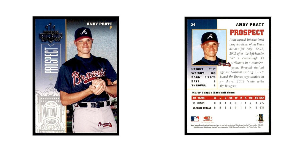 2003 Donruss Champions Andy Pratt Baseball Cards #24