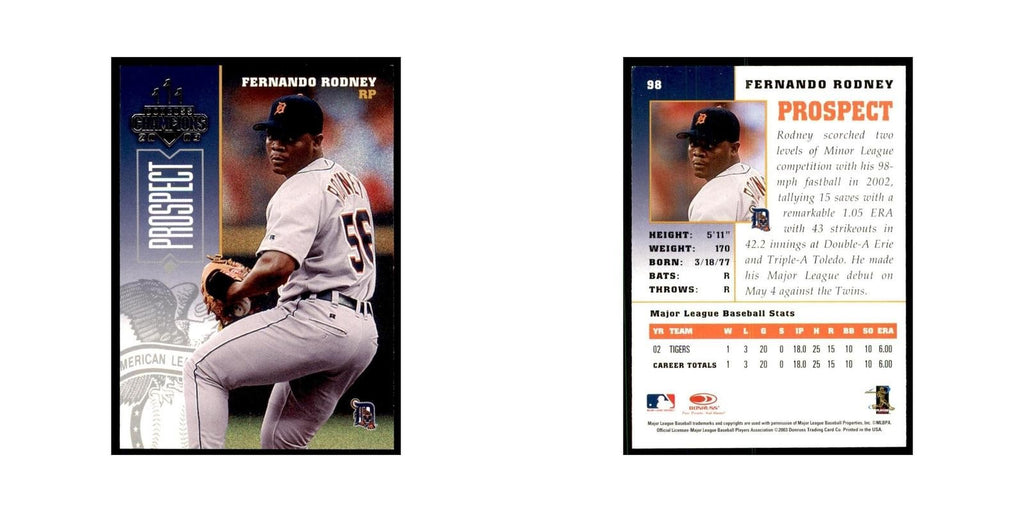 2003 Donruss Champions Fernando Rodney Baseball Cards #98