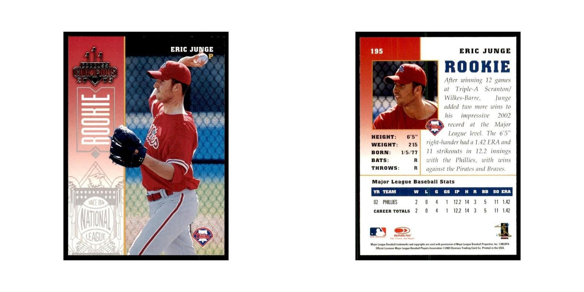 2003 Donruss Champions Eric Junge Baseball Cards #195