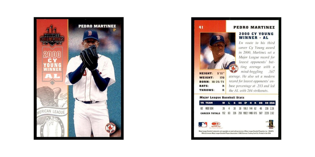 2003 Donruss Champions Pedro Martinez Baseball Cards #41