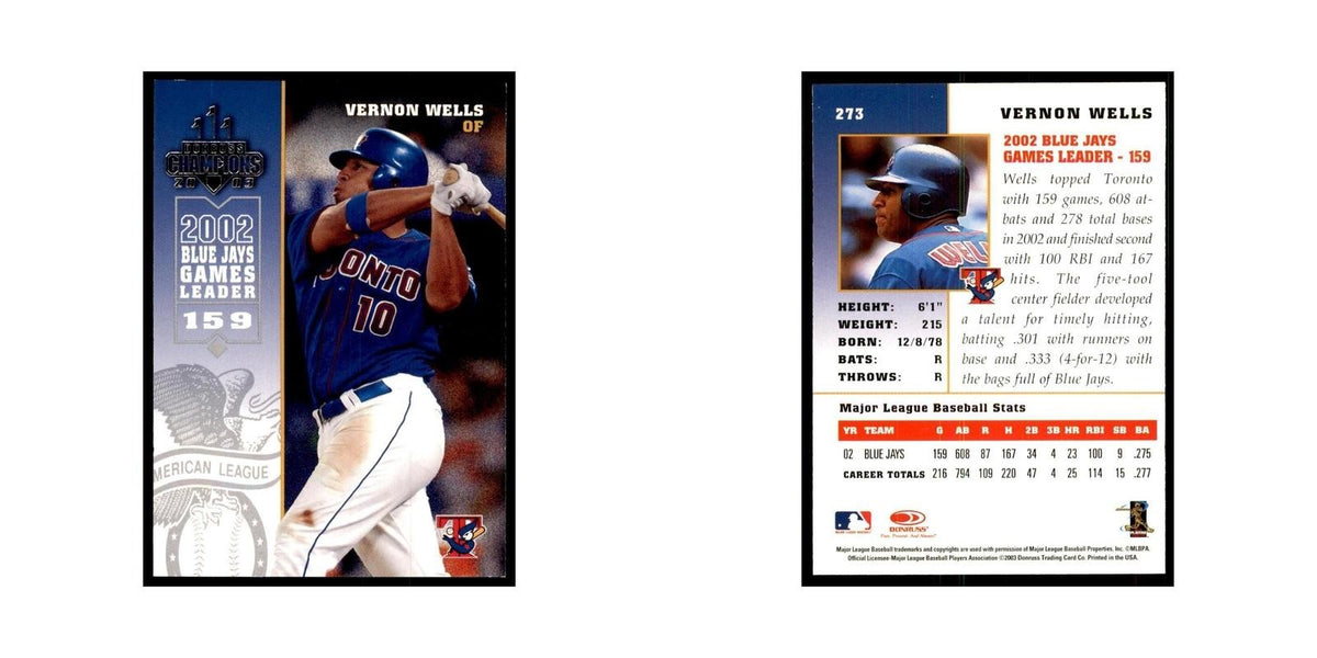 2003 Donruss Champions Vernon Wells Baseball Cards #273